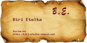 Biri Etelka névjegykártya
